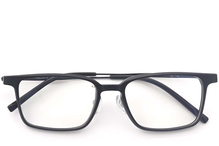Lunettes rectangulaires en titane noir #BS2419-0127