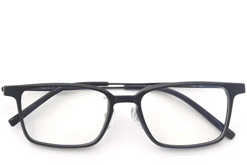 Lunettes rectangulaires en titane noir #BS2419-0127