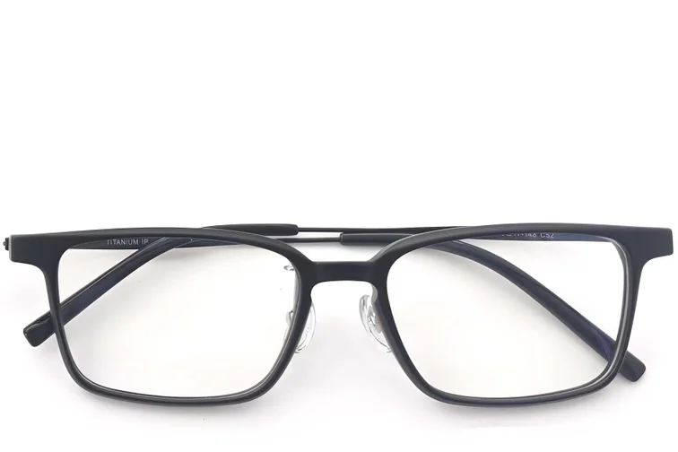 Lunettes rectangulaires en titane noir #BS2419-0127