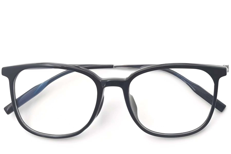 Lunettes rectangulaires en titane noir #BS2419-0130