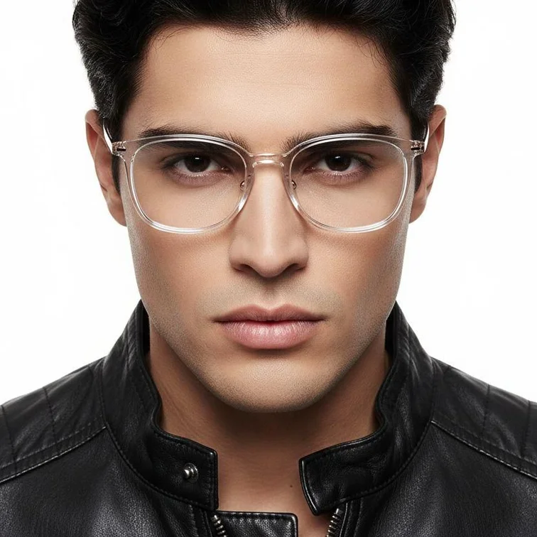Gafas rectangulares transparentes de titanio #BS2419-0132