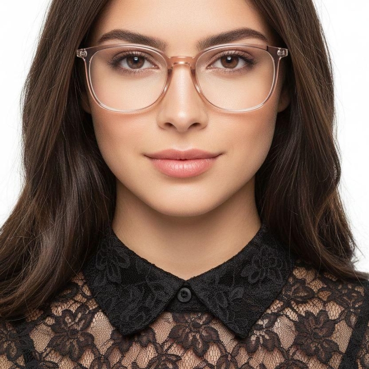 Lunettes rectangulaires en titane brun #BS2419-0133