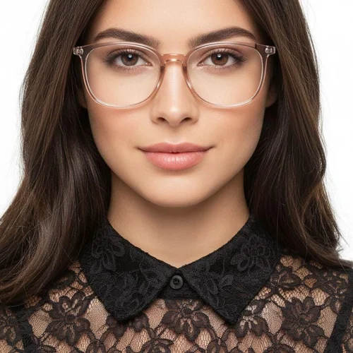 Lunettes rectangulaires en titane brun #BS2419-0133