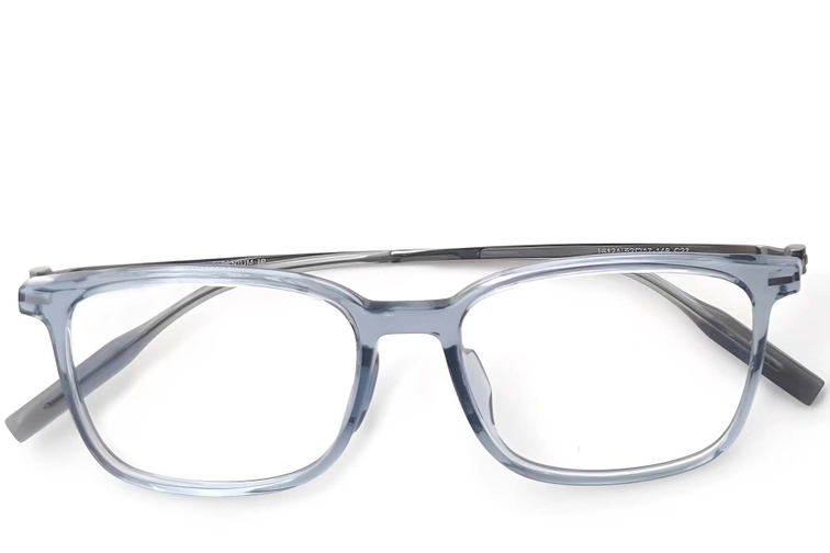 Lunettes rectangulaires en titane bleu #BS2419-0137