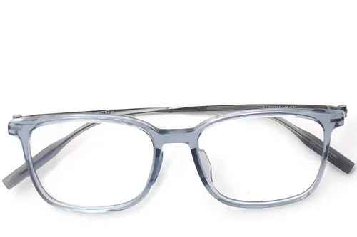Lunettes rectangulaires en titane bleu #BS2419-0137