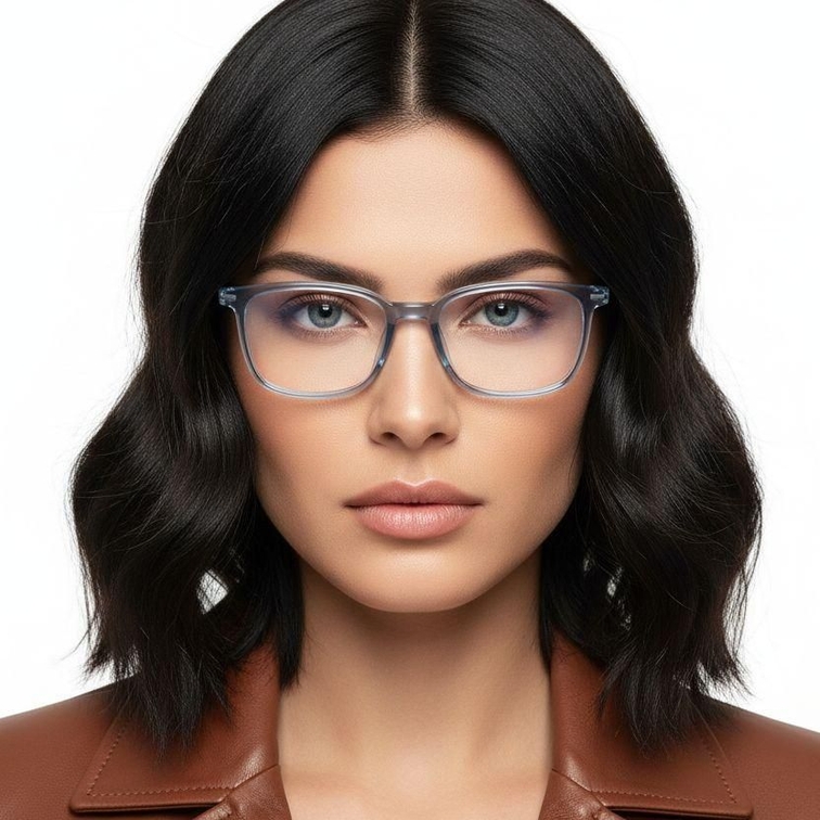Lunettes rectangulaires en titane bleu #BS2419-0137