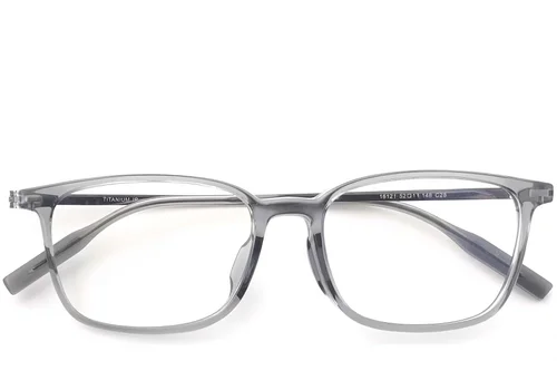 Lunettes rectangulaires en titane gris #BS2419-0138