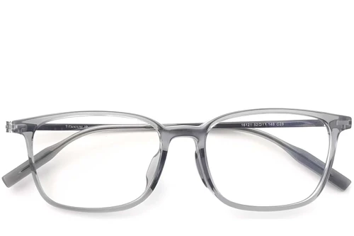 Rectangular Gray Titanium Glasses #BS2419-0138