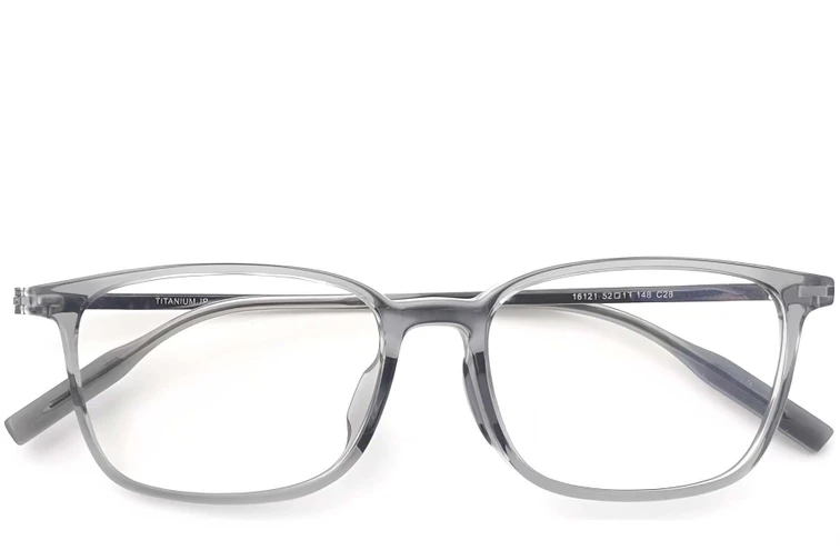 Occhiali rettangolari in titanio grigio #BS2419-0138