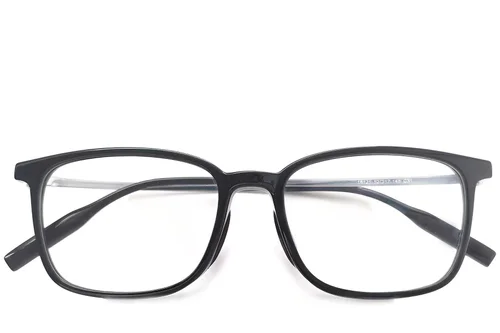 Lunettes rectangulaires en titane noir #BS2419-0139
