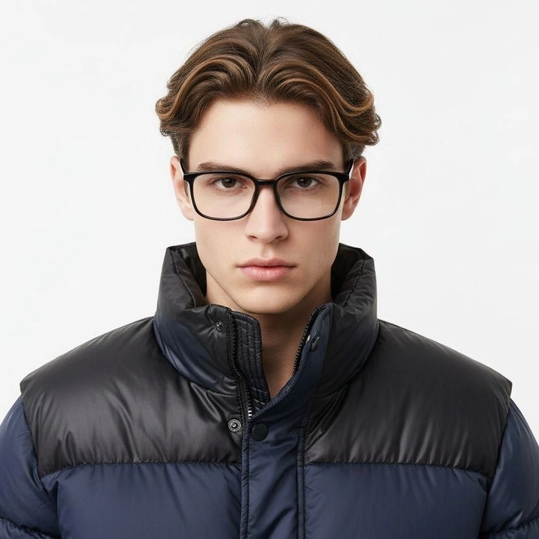 Lunettes rectangulaires en titane noir #BS2419-0139