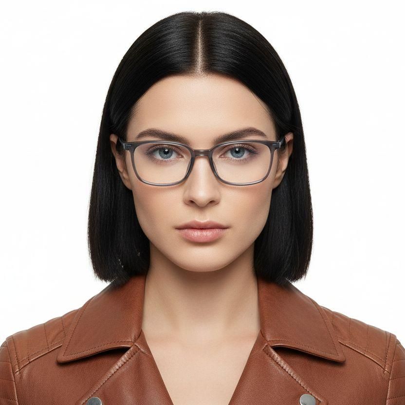 Rectangular Gray Titanium Glasses #BS2419-0140