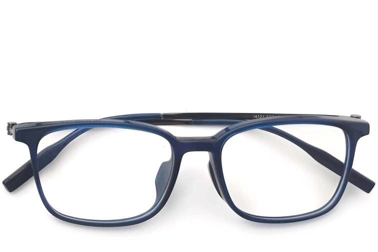 Lunettes rectangulaires en titane bleu #BS2419-0141