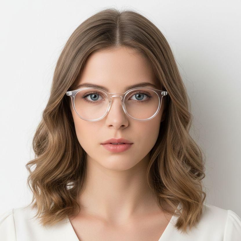 Gafas de titanio ovaladas transparentes #BS2419-0144