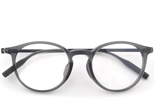 Lunettes ovales en titane gris #BS2419-0145