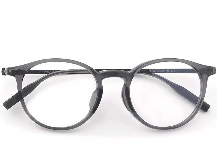 Gafas de titanio gris ovaladas #BS2419-0145