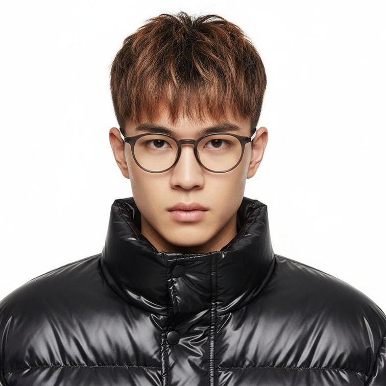 Gafas de titanio gris ovaladas #BS2419-0145