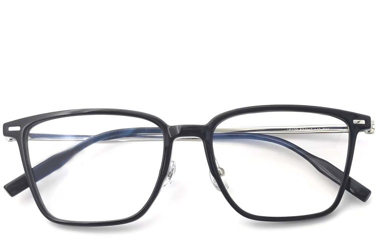 Lunettes rectangulaires en titane noir #BS2419-0148