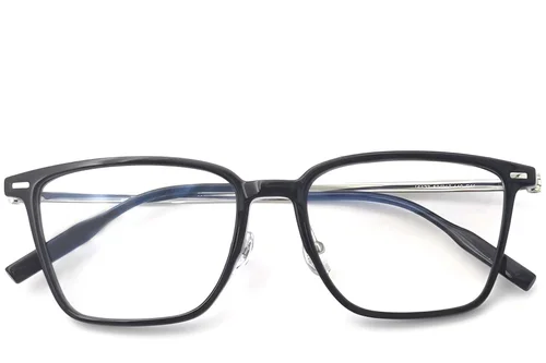Lunettes rectangulaires en titane noir #BS2419-0148