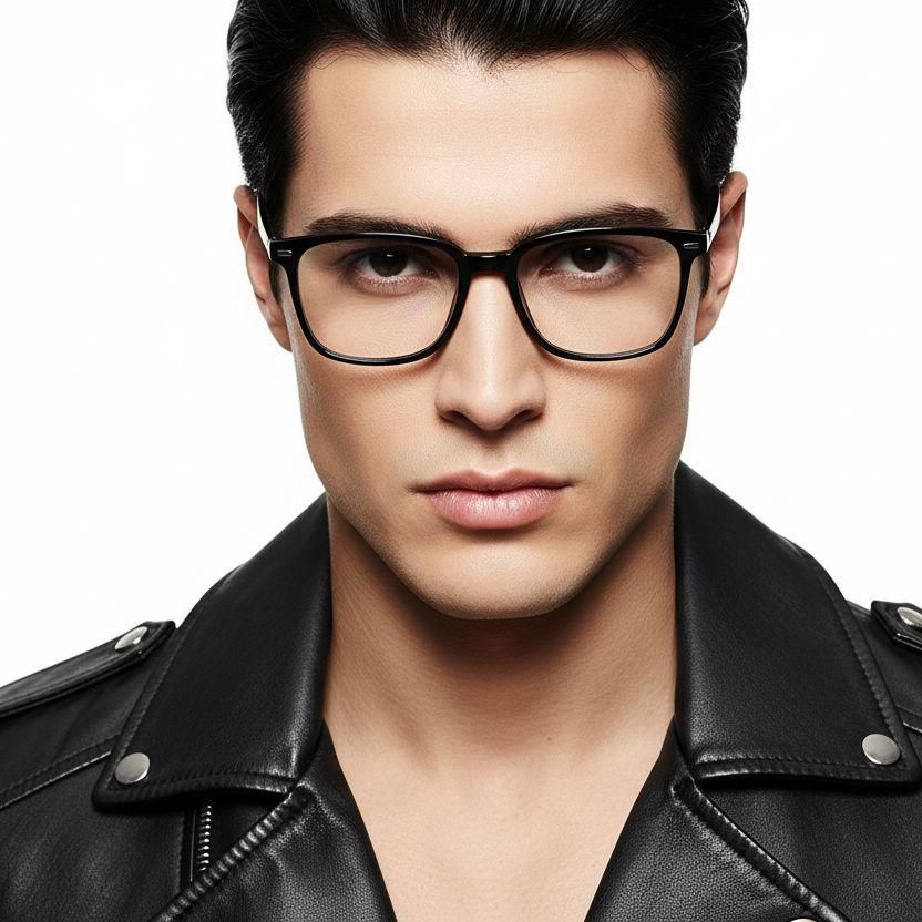 Gafas rectangulares de titanio negro #BS2419-0148