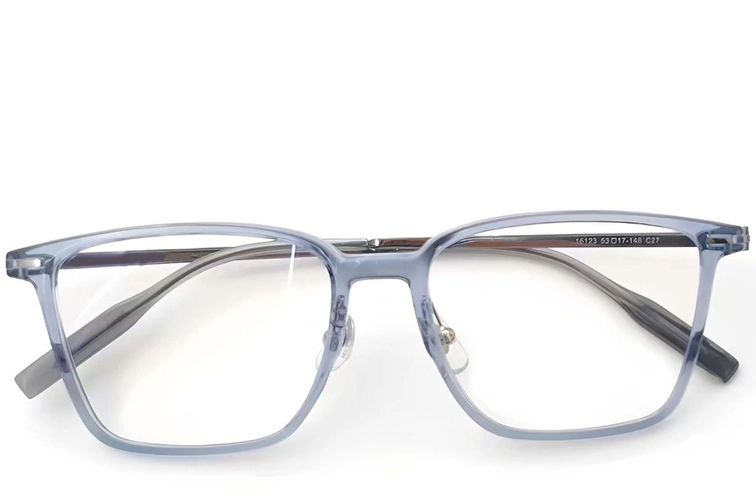 Lunettes rectangulaires en titane bleu #BS2419-0149