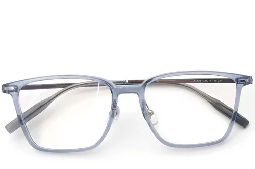 Lunettes rectangulaires en titane bleu #BS2419-0149