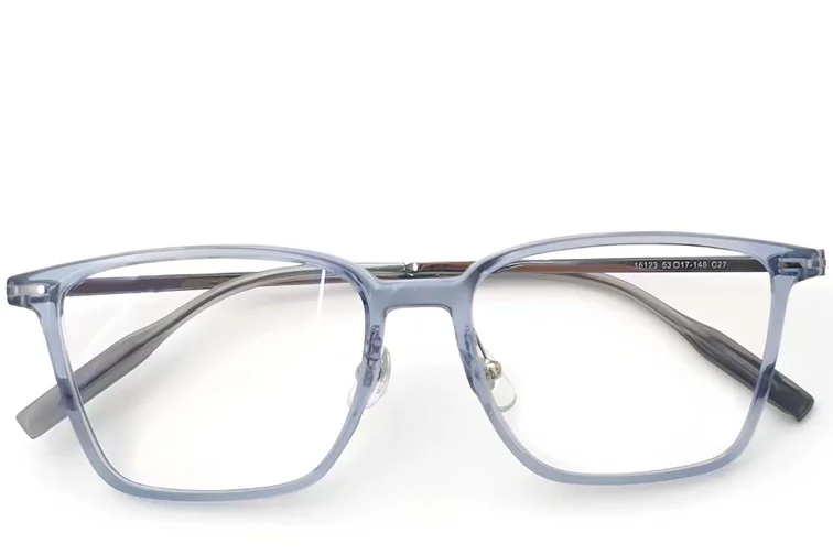 Rechthoekige blauwe titanium bril #BS2419-0149