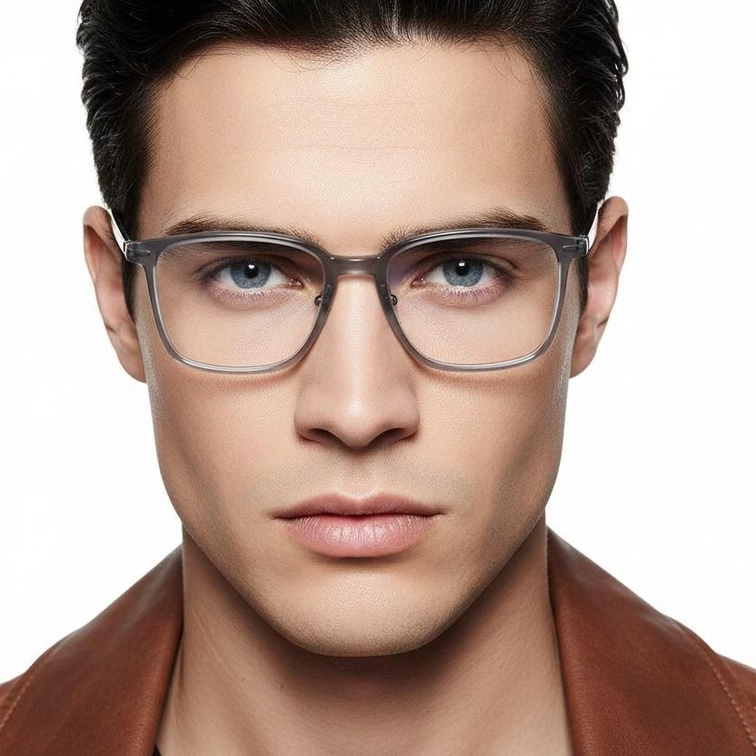 Lunettes rectangulaires en titane gris #BS2419-0150