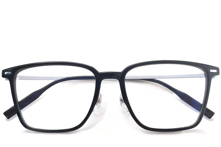 Lunettes rectangulaires en titane noir #BS2419-0151