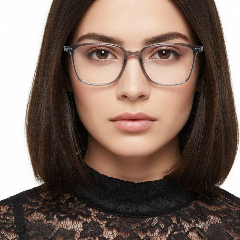 Rectangular Gray Titanium Glasses #BS2419-0152