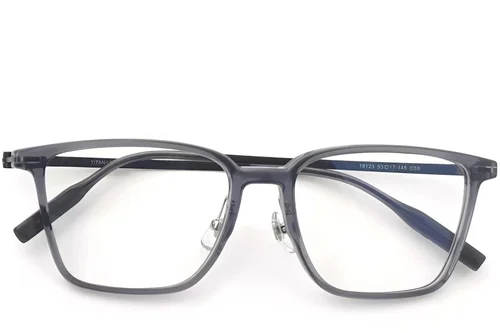 Lunettes rectangulaires en titane gris #BS2419-0153