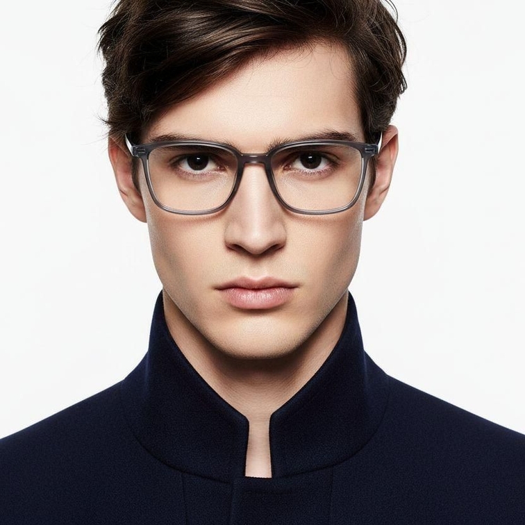 Lunettes rectangulaires en titane gris #BS2419-0153