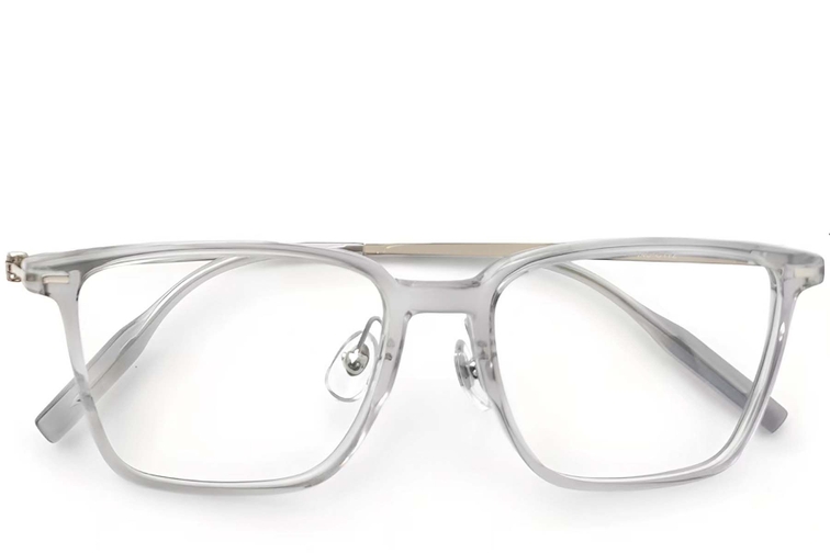 Lunettes rectangulaires en titane gris #BS2419-0154
