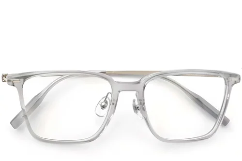 Lunettes rectangulaires en titane gris #BS2419-0154