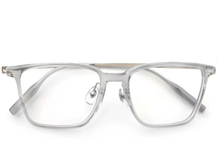 Gafas rectangulares de titanio gris #BS2419-0154