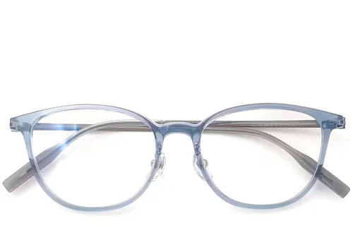 Lunettes ovales en titane bleu #BS2419-0155