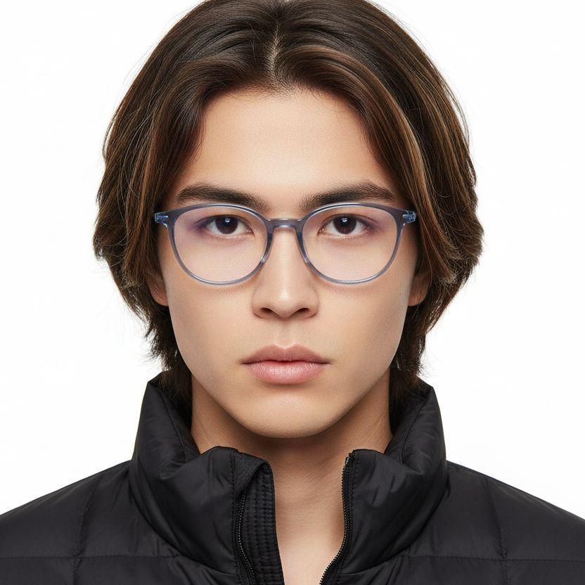 Oval Blue Titanium Glasses #BS2419-0155