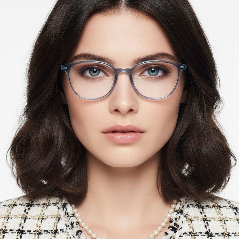 Oval Blue Titanium Glasses #BS2419-0155