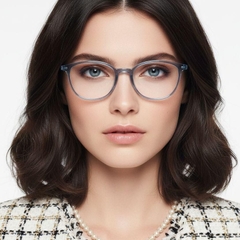 Oval Blue Titanium Glasses #BS2419-0155