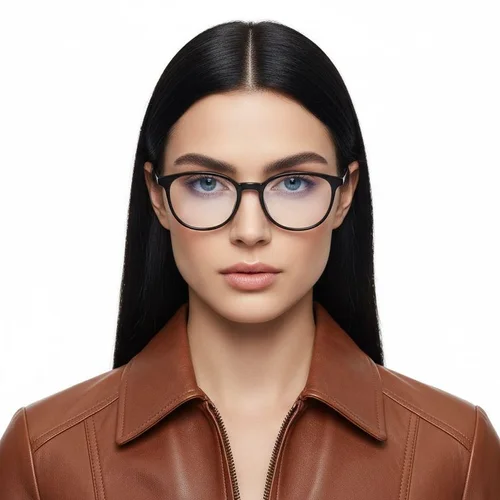 Lunettes ovales en titane noir #BS2419-0156