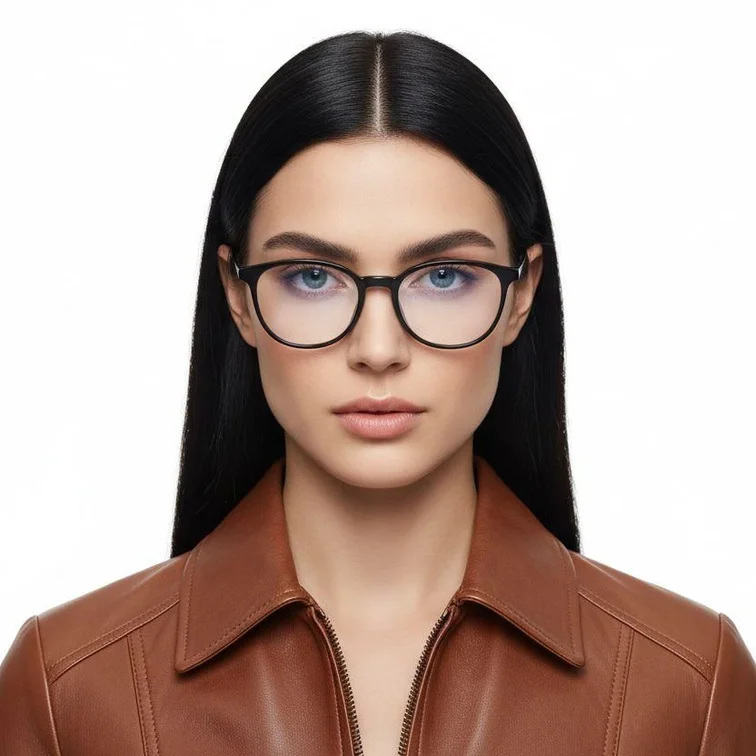 Oval Black Titanium Glasses #BS2419-0156