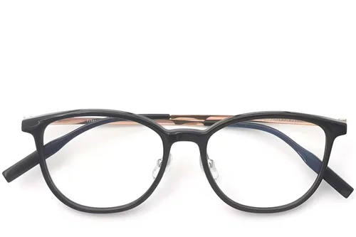 Lunettes ovales en titane noir #BS2419-0157