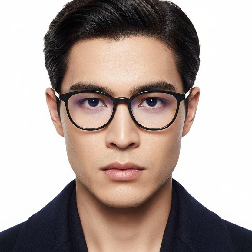 Oval Black Titanium Glasses #BS2419-0157