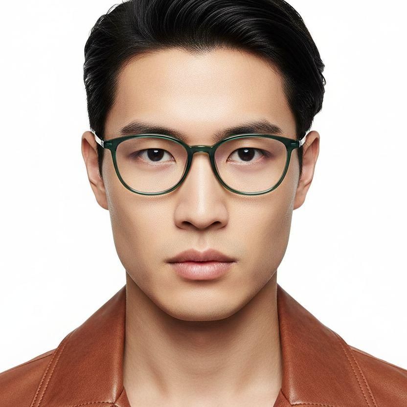 Oval Green Titanium Glasses #BS2419-0160