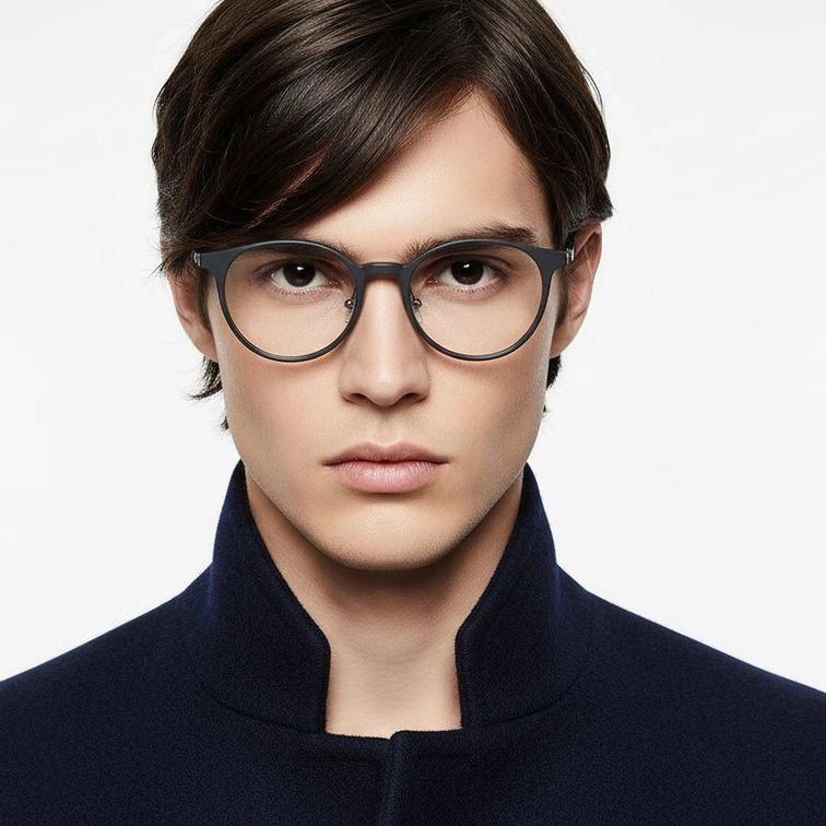 Oval Black Titanium Glasses #BS2419-0162