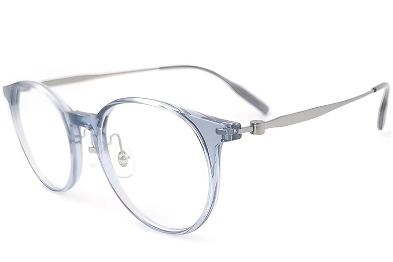 Lunettes ovales en titane bleu #BS2419-0163