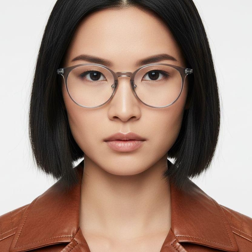 Gafas de titanio gris ovaladas #BS2419-0165