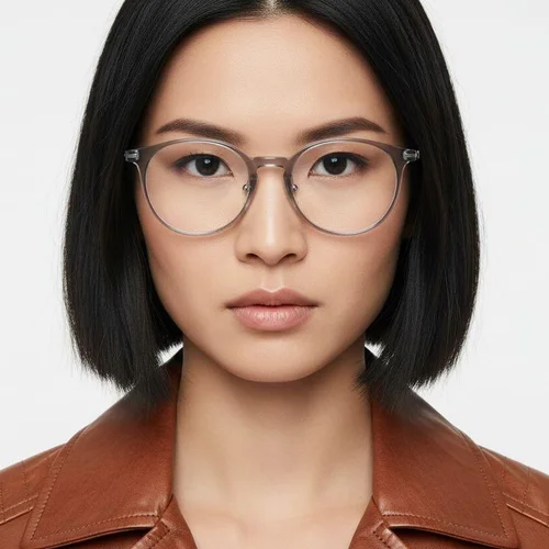 Lunettes ovales en titane gris #BS2419-0165