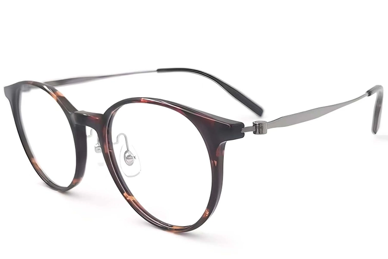 Ovale titanium bril met schildpadmotief #BS2419-0166