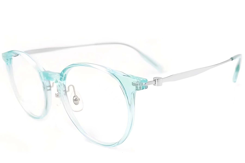 Lunettes ovales en titane bleu #BS2419-0167